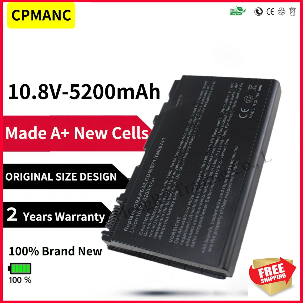 CPMANC 6 cells laptop battery For TravelMate 5320 5520 5720 7520 7720 Extensa 5220 5235 5620 5630 7620 TM00741 TM00751 GRAPE32