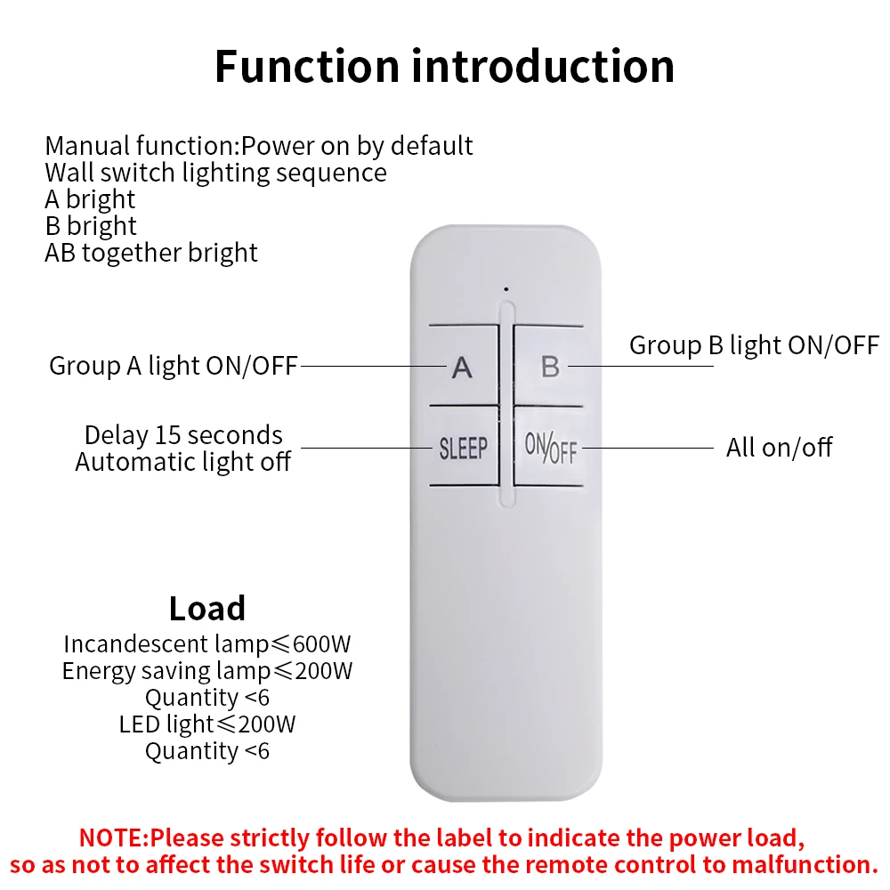 QIACHIP 2 Way AC 220V Ceiling Fan Panel Control Switch For Lamp Light Bulb door Wireless Remote Control Switch RF Remote