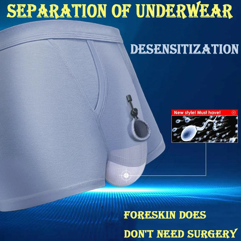 Men Open Hole Breathable Underwear Divide Boxers Feature Sexy Comfortable Soft Male Underpant Lingerie Prolong Sex Time Physical