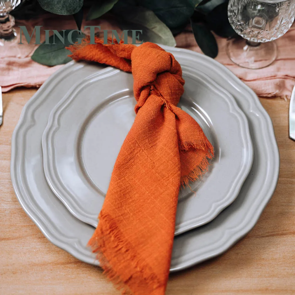 20pcs Napkins Cloth 41*41cm Rustic Cotton Gauze Hanky Tea Towel Dining Place Mats Wedding Restaurant Supplies Linen Table Decor