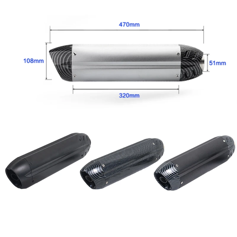 Universal 51MM Motorcycle Exhaust Muffler Pipe Escape moto mivv 470mm for sv650 crf 230 Z800 cb650f cb1000r cbr250r er6n R1