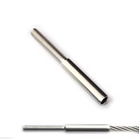 Stainless Steel 316 Swage Stud 5mm M6 Right Hand Threaded Terminal Cable Railing Kit Wire Fitting for Deck Terrace Stair