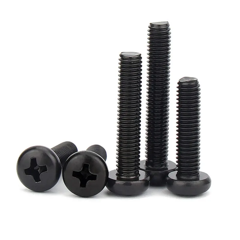 1/20pcs Black 304 Stainless Steel Cross Recessed Round Phillips Pan Head Screw M5 M6 M8 Bolt Diameter 5mm 6mm 8mm Length 5-100mm