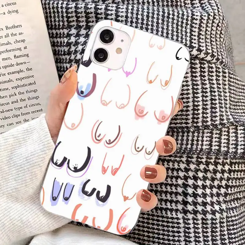 Boobs Art Print Phone Case for iphone 13 8 7 6S Plus X 5S SE 2020 XR 11 12 mini pro XS MAX