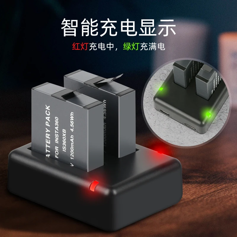 2 فتحات/شاحن USB مزدوج/Cargador ل إنستا 360 شاحن بطارية Insta360 OneX بطارية ليثيوم بانورامية كاميرا الملحقات