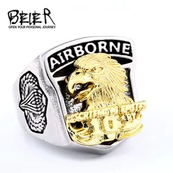 Beier new store 316L Stainless Steel arrival high quality American 101 airborne ring fashion biker ring LLBR8-290R