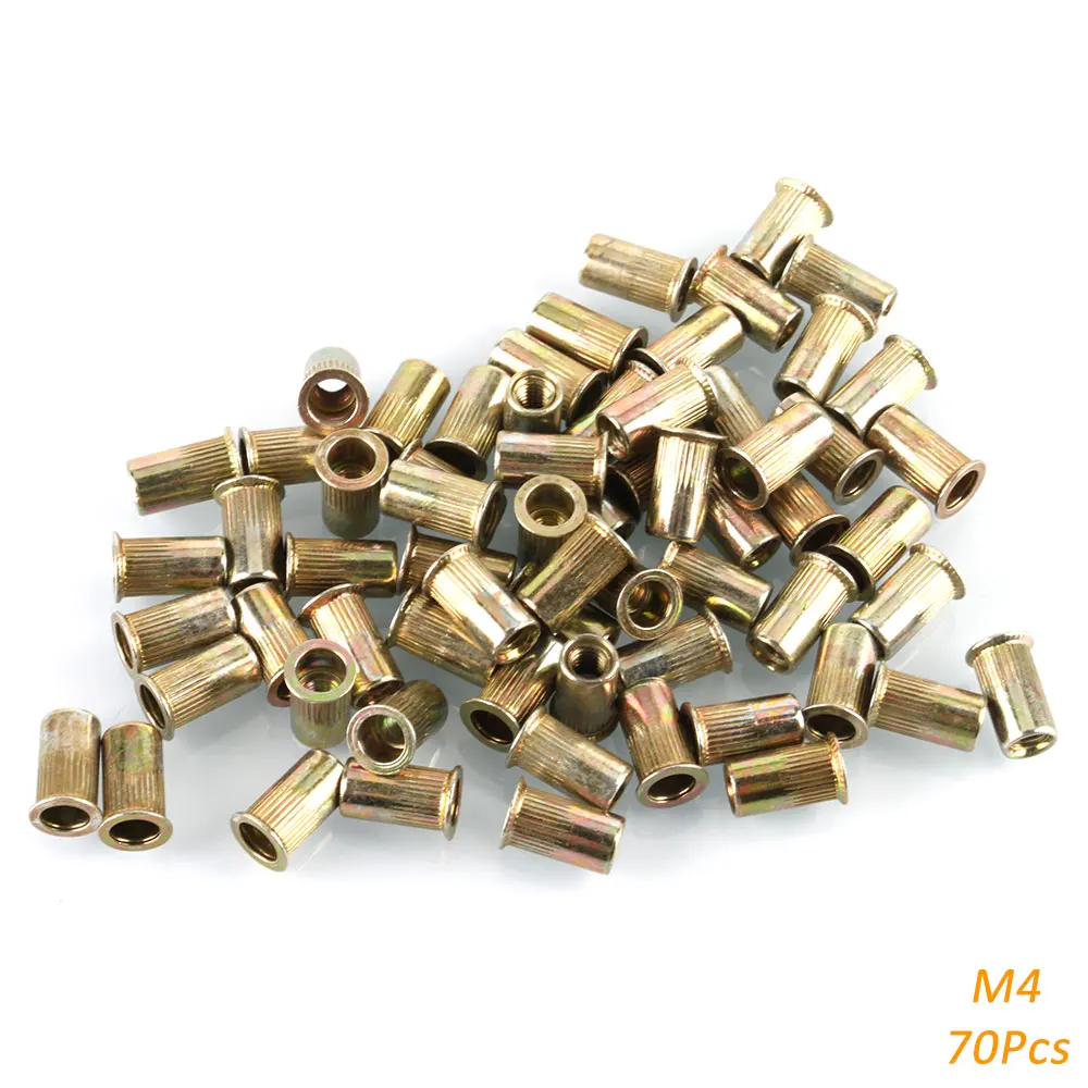 M3 M4 M5 M6 M8 M10 M12 Rivet Nuts แบนหัวเกลียว Nutsert สําหรับ Riveter Nut Gun เหล็กคาร์บอนชุบสังกะสี