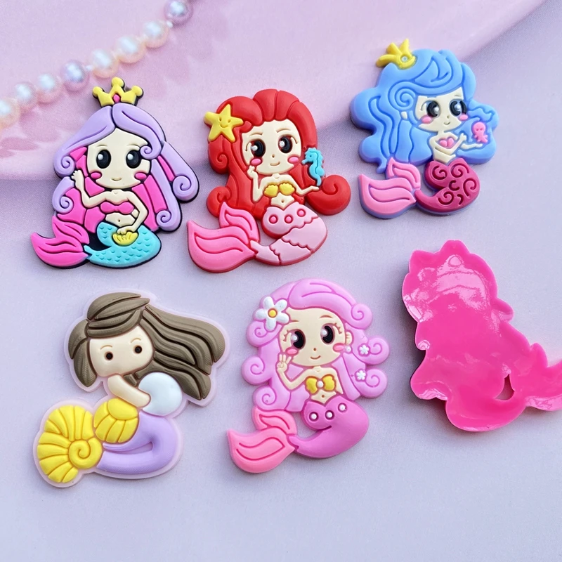 10 New Cartoon Lovely Mermaid Princess Soft Rubber Series Flat Bottom DIY Crafts Mobile Phone Shell Accessories F87