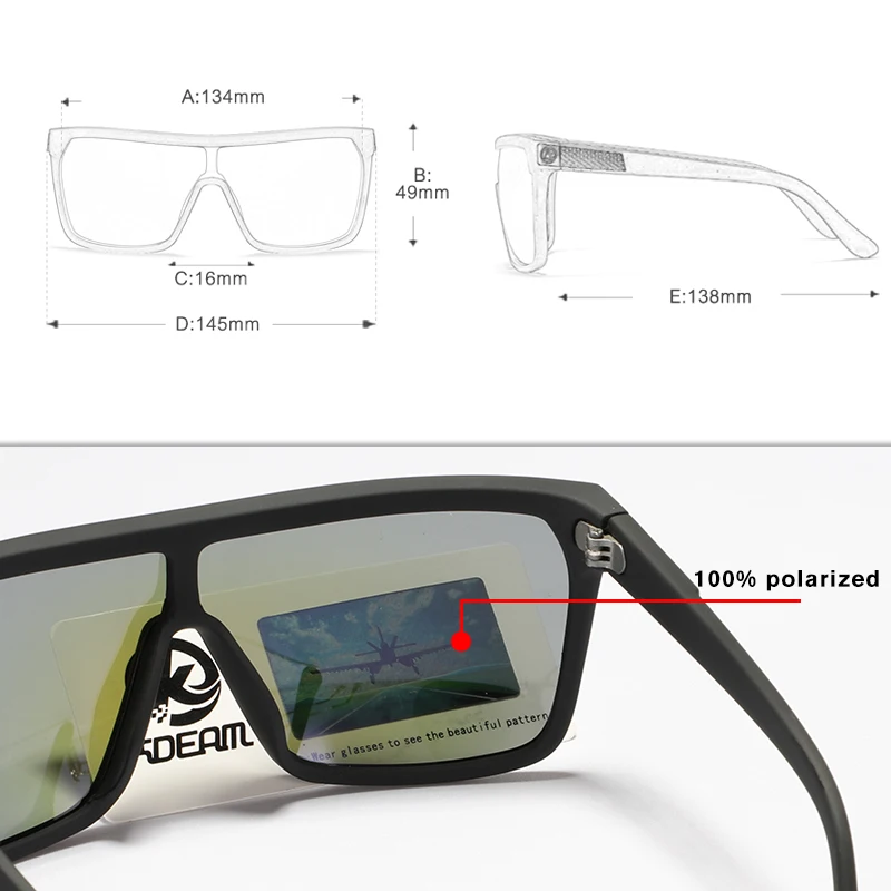 Hot Selling Oversized Sports Sunglasses One Piece Polarized Driving Shades KDEAM Men Women Fashion Sun Glasses With Box