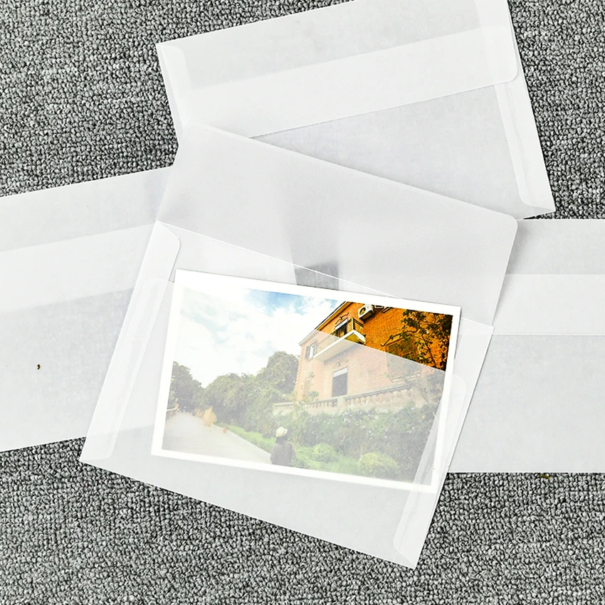 10pcs/lot Blank Sulfuric Acid Paper Envelope Translucent Envelope Postcard Small Storage Bag for Love Letter,Card Storage