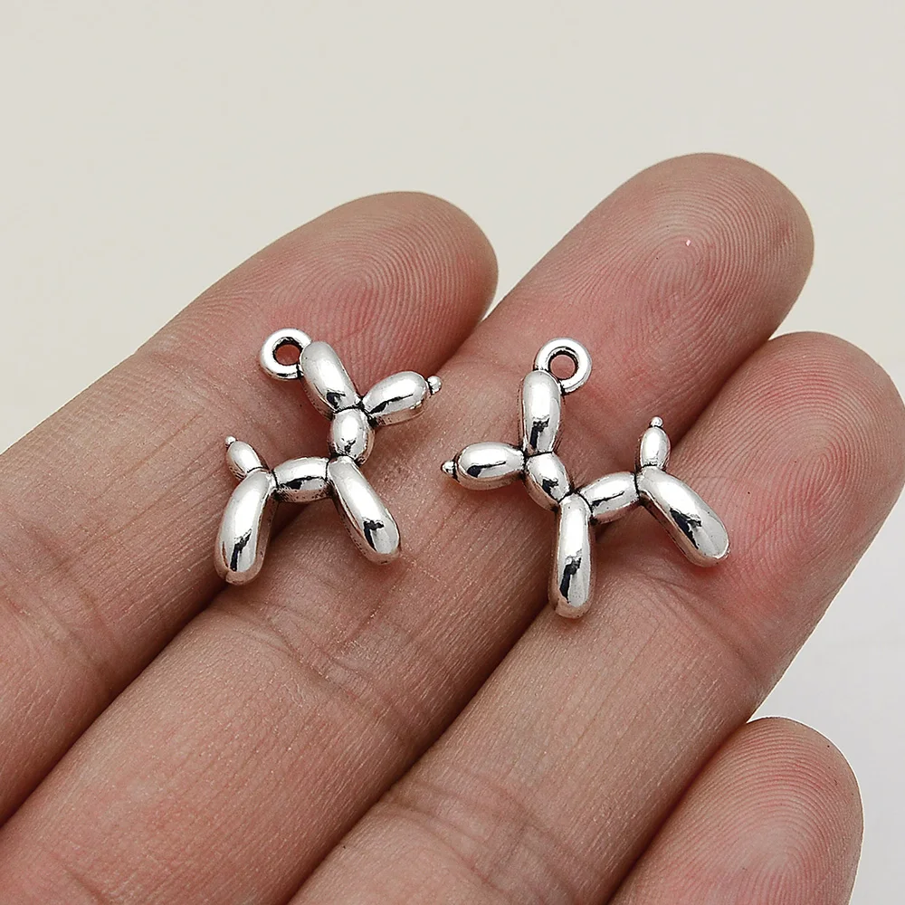 18pcs/Lots 17x19mm Antique Silver Plated Balloon Dog Charms Cute Pendants For Diy Necklaces Jewelry Making Supplies Accessories