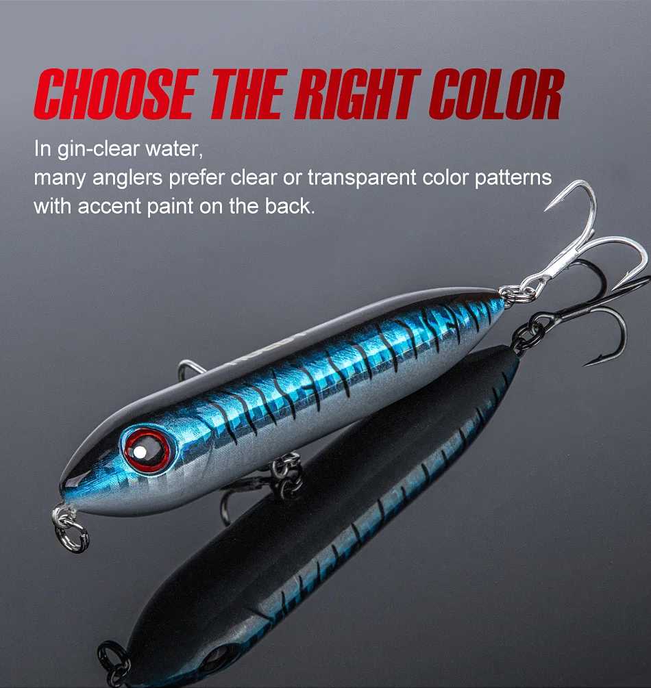 Noeby Topwater Bleistift Angeln Locken 90mm 12,5g Schwimm Stickbait Wobbler Oberfläche Walker Swimbait Harten Köder Bass Fishing Tackle – Detail 6