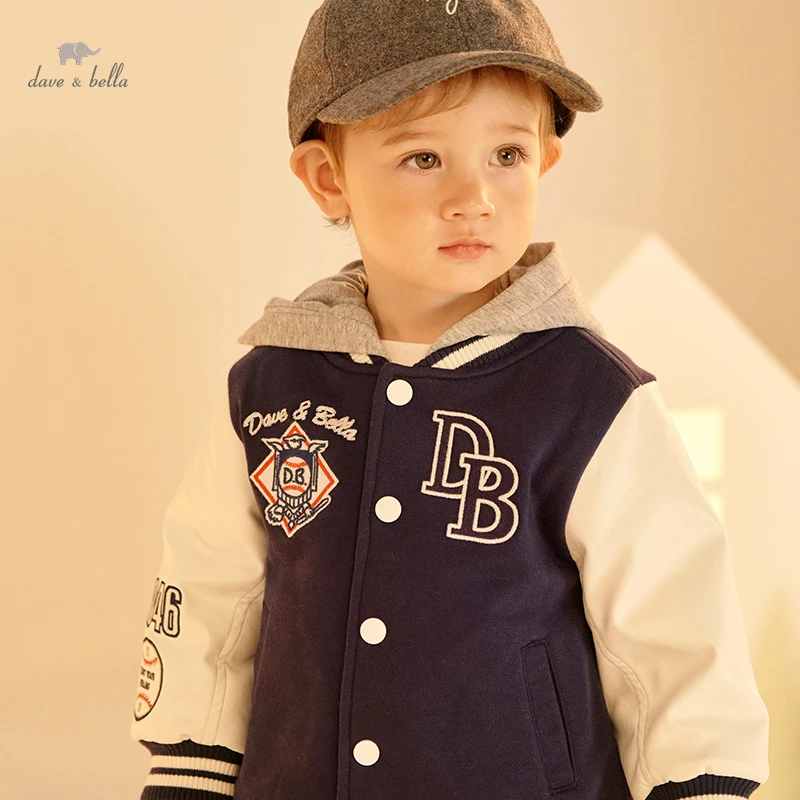 

DBW20491 dave bella winter baby boys fashion cartoon hooded padded coat children boy tops infant toddler outerwear