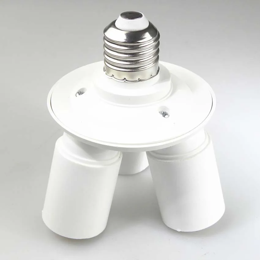 Universal White PBT E26 E27 to 3E27 360 Degree Rotation 1 to 3 LED Light Bulb Base Conversion Lamphead Lamp holder Socket