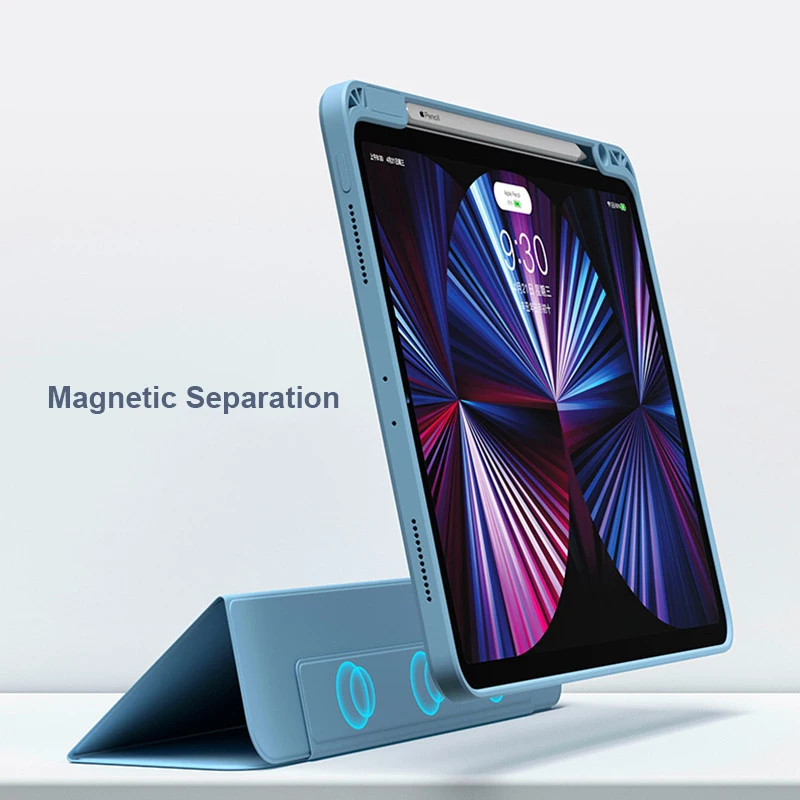 

Magnetic 2 in 1 Case For iPad Pro 12.9 11 2021 2020 2018 With Pencil Holder Smart Case For iPad Air 4 2020 Clear Back Cover