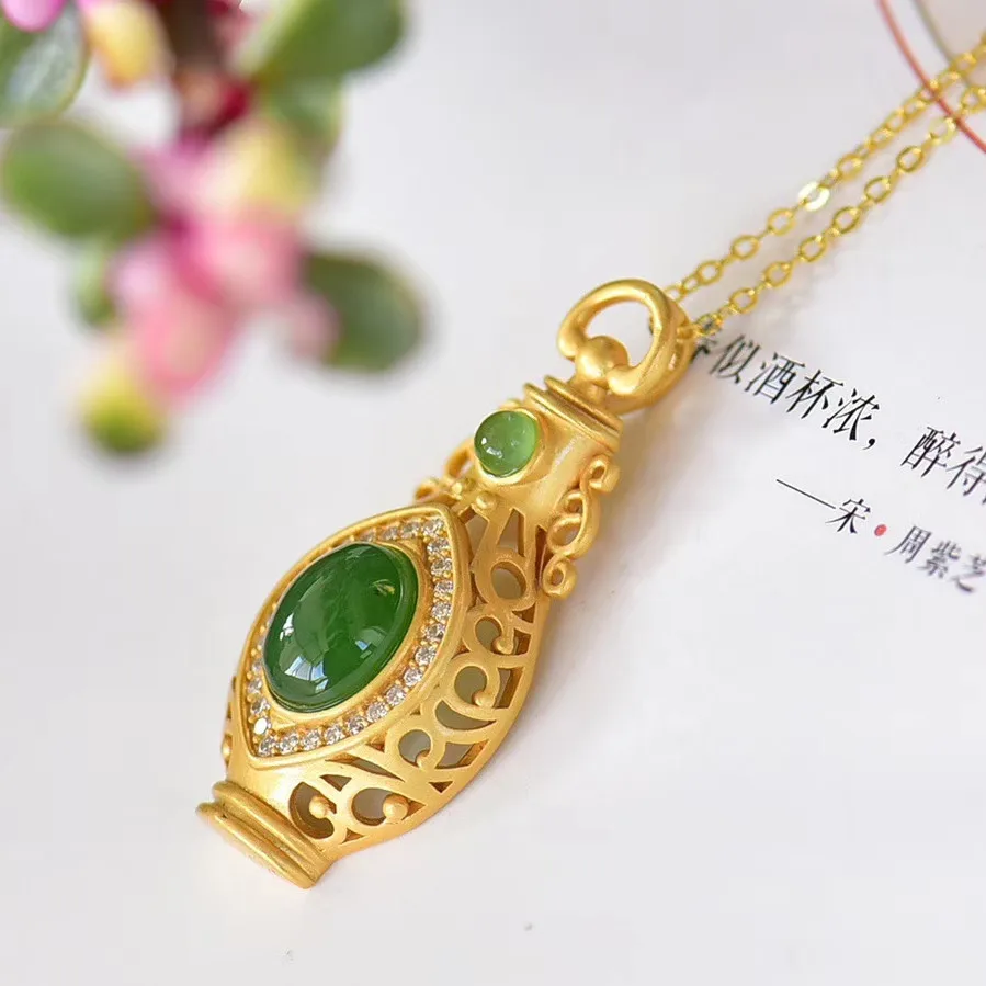 

KJJEAXCMY Fine Jewelry 925 Sterling Silver Inlaid Natural Jasper Girl's Female Pendant Necklace Noble Support Detection