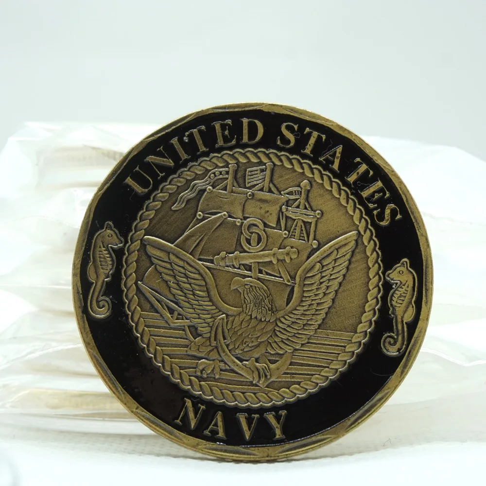 貝殻が交差した軍事コイン,アメリカのコイン,愛国心,アメリカ海軍の挑戦