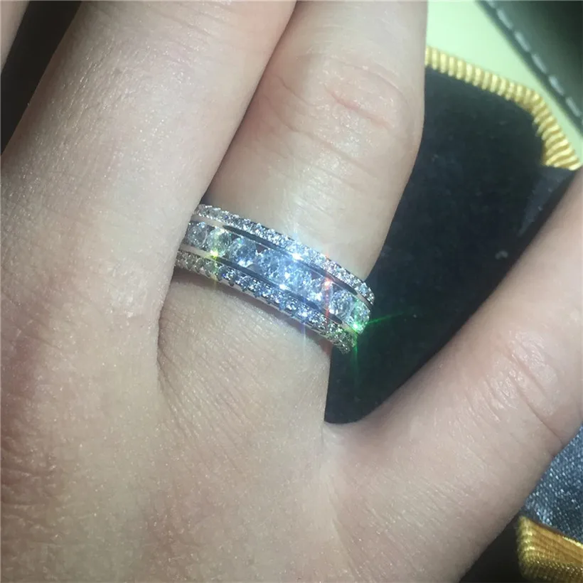 ETERNITY BAND ENGAGEMENT WEDDING RING DIAMOND simulated PLATINUM Size 6,7,8,9,10