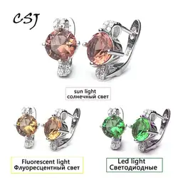 CSJ Elegant Zultanite small Earring Sterling 925 Silver Round 6.0 MM Created Sultanite Fine Jewelry Women Wedding Party Gift