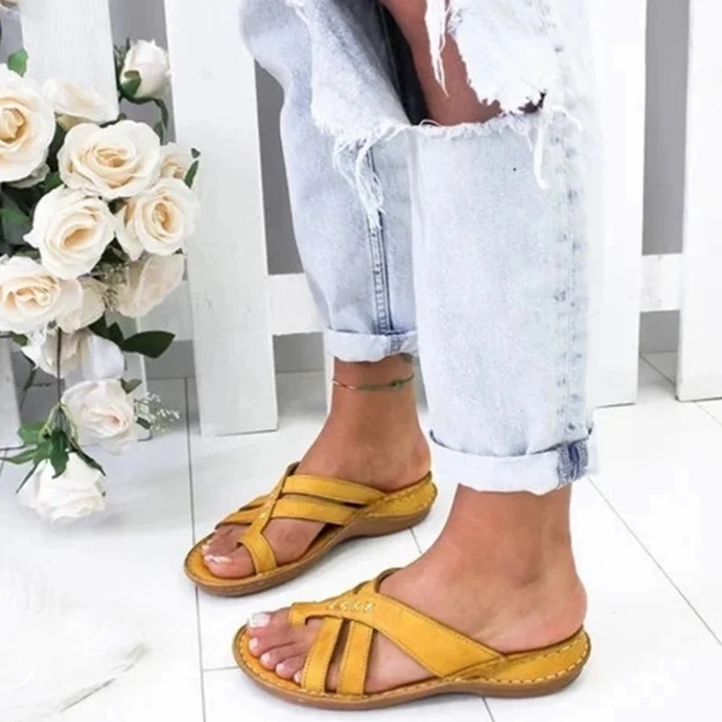 Women Shoes 2023 Summer Sandals Women Fashion Flat Flip Flops Big Toe Large Size Sandals Slippers Beach Outdoor Slides WSH4033