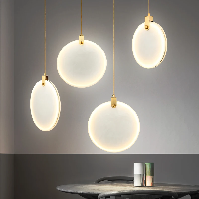 

Nordic small white pendant light creative designer imitation marble pendant lighting cafe clothing store bar loft decor light