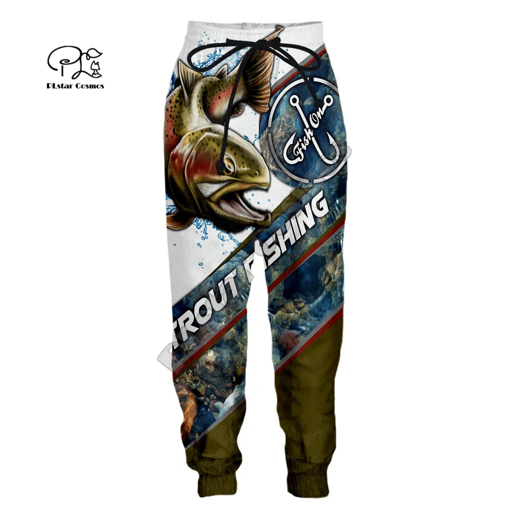 Động Vật Mạt Cá Hồi Walleye Câu Cá Fisher Camo Nam/Nữ Dạo Phố 3DPrint Harajuku Ngộ Nghĩnh Jogger Dài Thấm Hút Mồ Hôi Cho Quần Quần A2