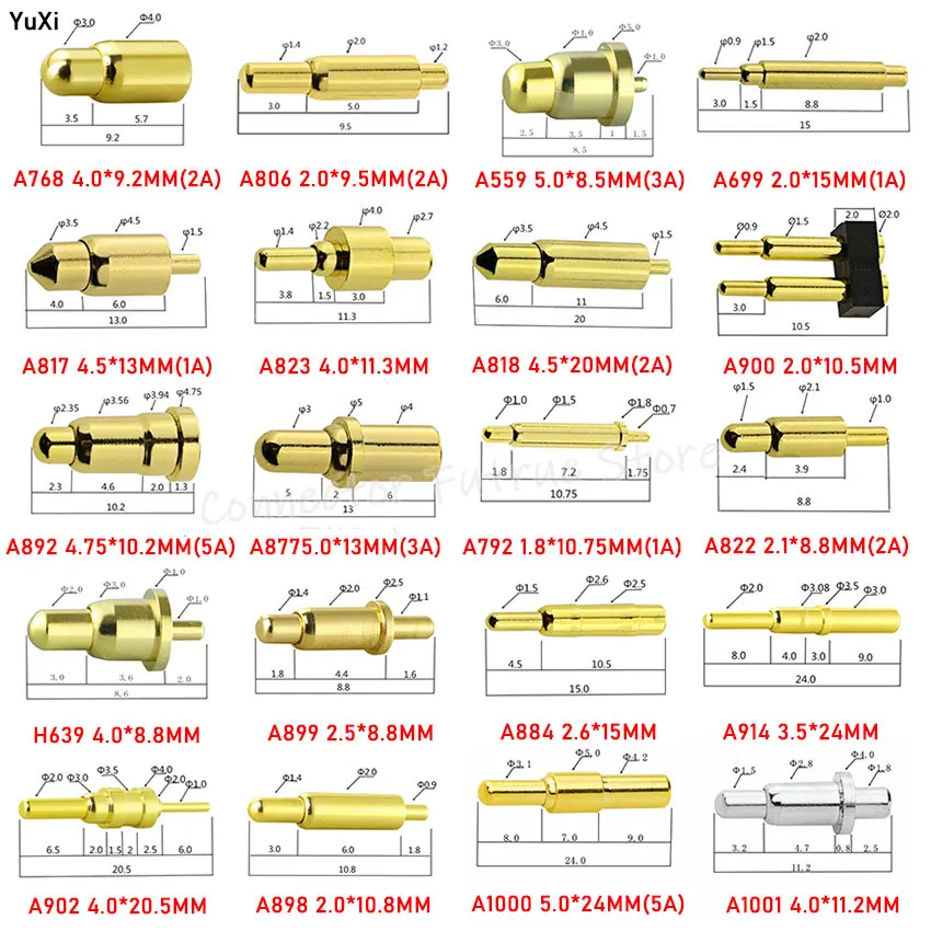 

YUXI 1PCS High Current Spring Loaded Pogo Pin Male Female Connector Power Heavy Current Battery Connector POGOPIN Header Charge