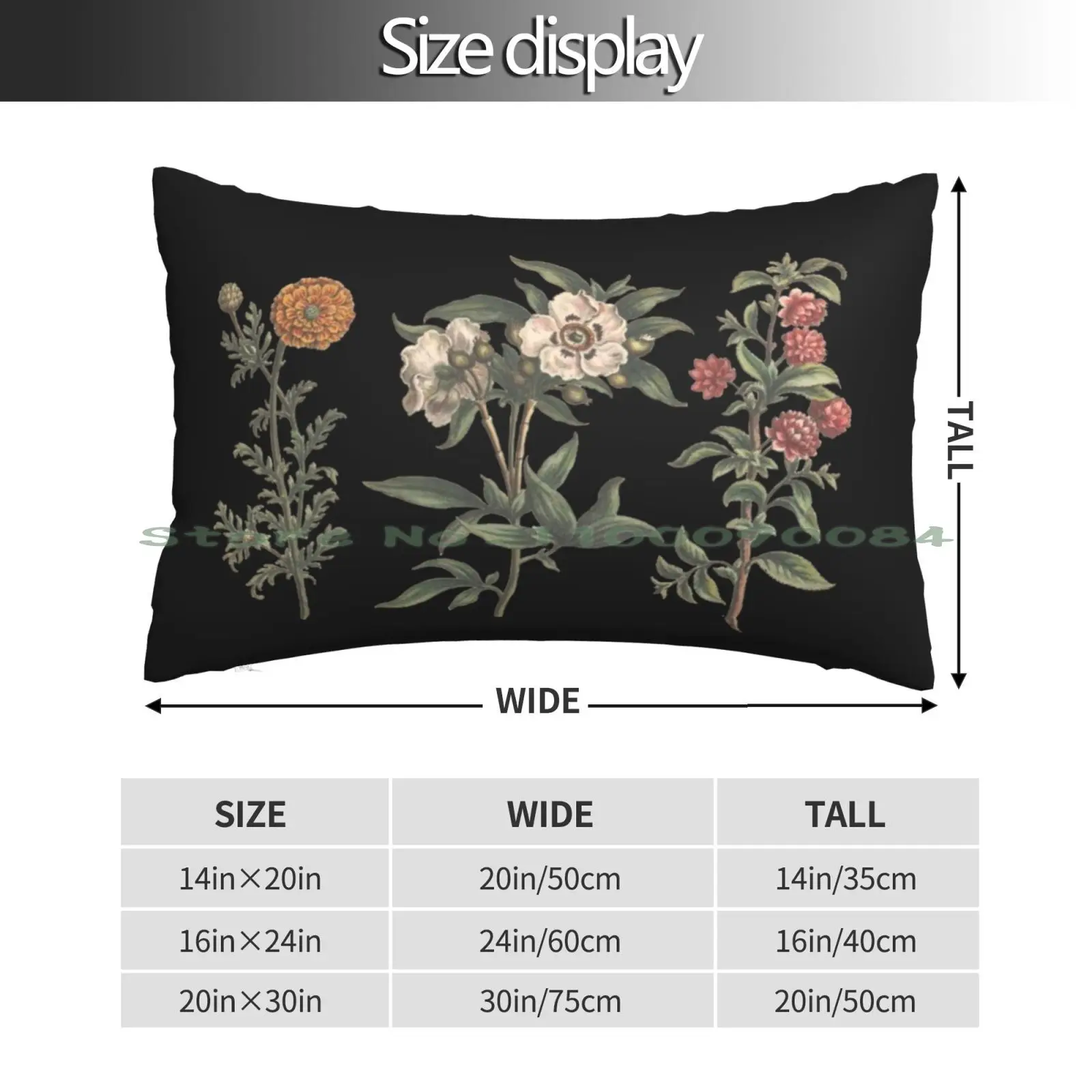 Vintage Flower Chart Pillow Case 20x30 50*75 Sofa Bedroom Vintage Aesthetic Flower Chart Floral Chart Botanical Chart Botanics