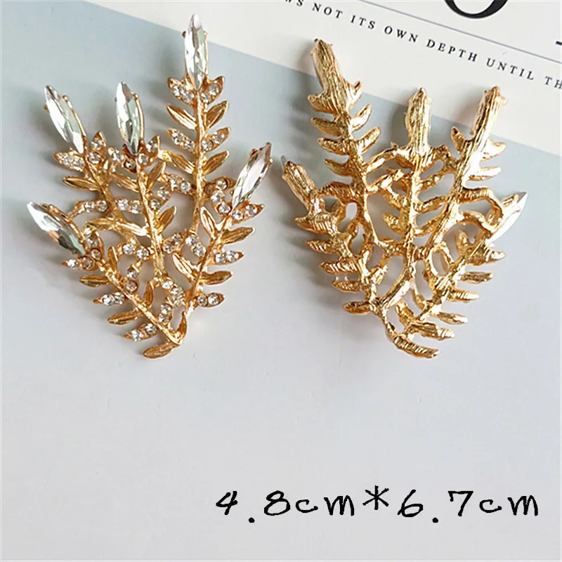 2pcs/lot Alloy Golden Diamond Branch Buttons Pendants Ornaments Jewelry Earrings Choker Hair DIY Jewelry Accessories Handmade