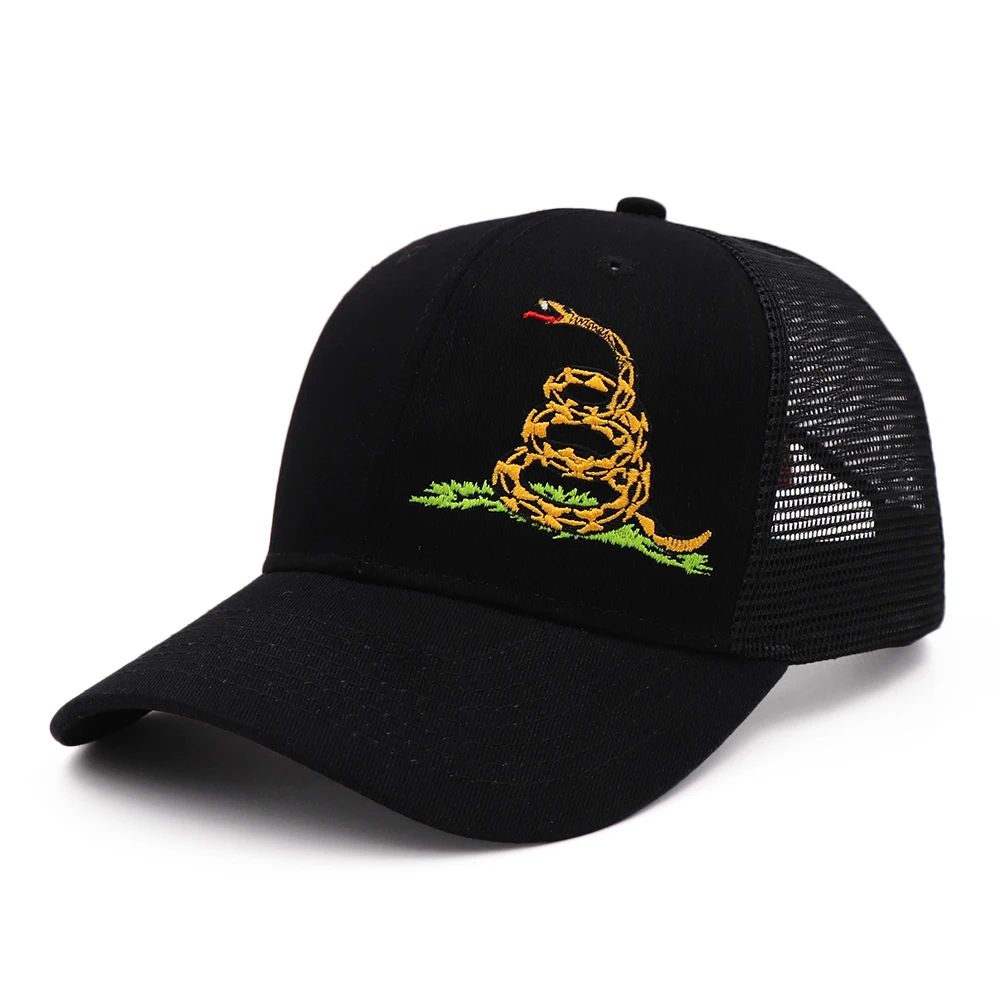 KOEP New Type Don\'t Tread On Me Snake Hat For Women Men Black White Summer Baseball Cap Mesh Snapback Dad Hats