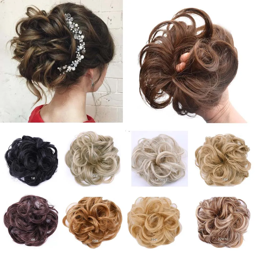 Synthetic Messy Bun Hair Piece Scrunchie Donut Tousled Flexible Hair Bun Straight Chignon Wig Accessory Updo Bun Hair