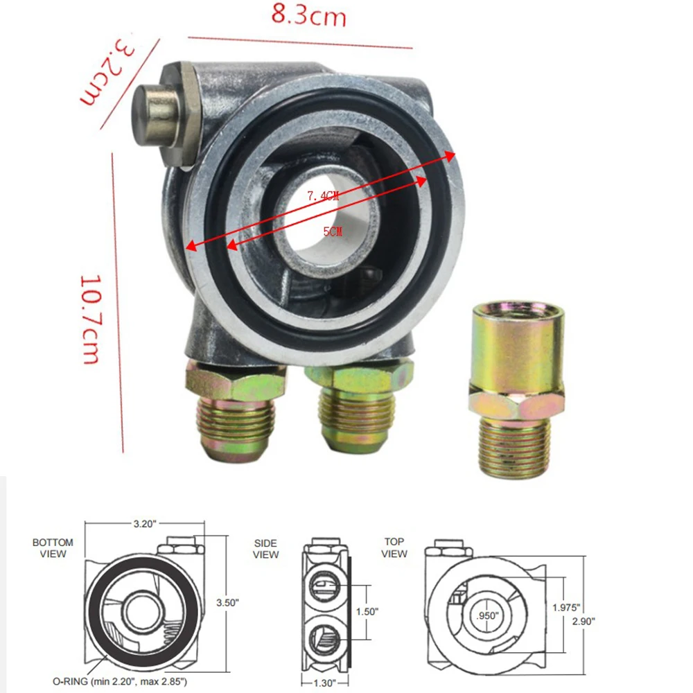 OIL COOLER FILTER SANDWICH PLATE + THERMOSTAT ADAPTOR (AN10 or AN8) FITTINGS 3/4-16UNF,M18,M20,M22 Oil Filter Oil Adapter