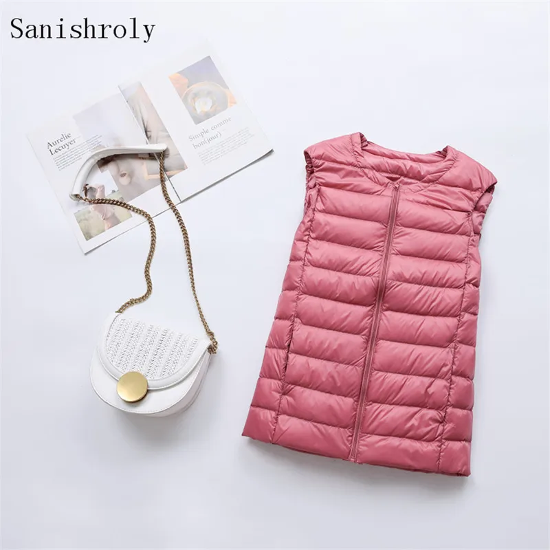 Women Warm Thin Down Waistcoat Ultra Light White Duck Down Vest Parkas 2025 New Autumn Winter Female Sleeveless Bigsize Tank