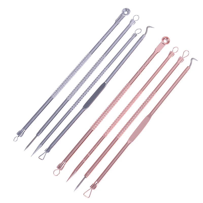 4 ชิ้น/เซ็ต Blackhead Comedone สิวสิว Blackhead Remover เครื่องมือช้อนสําหรับ Face Skin Care เครื่องมือเข็มทําความสะอาดรูขุมขนบนใบหน้า
