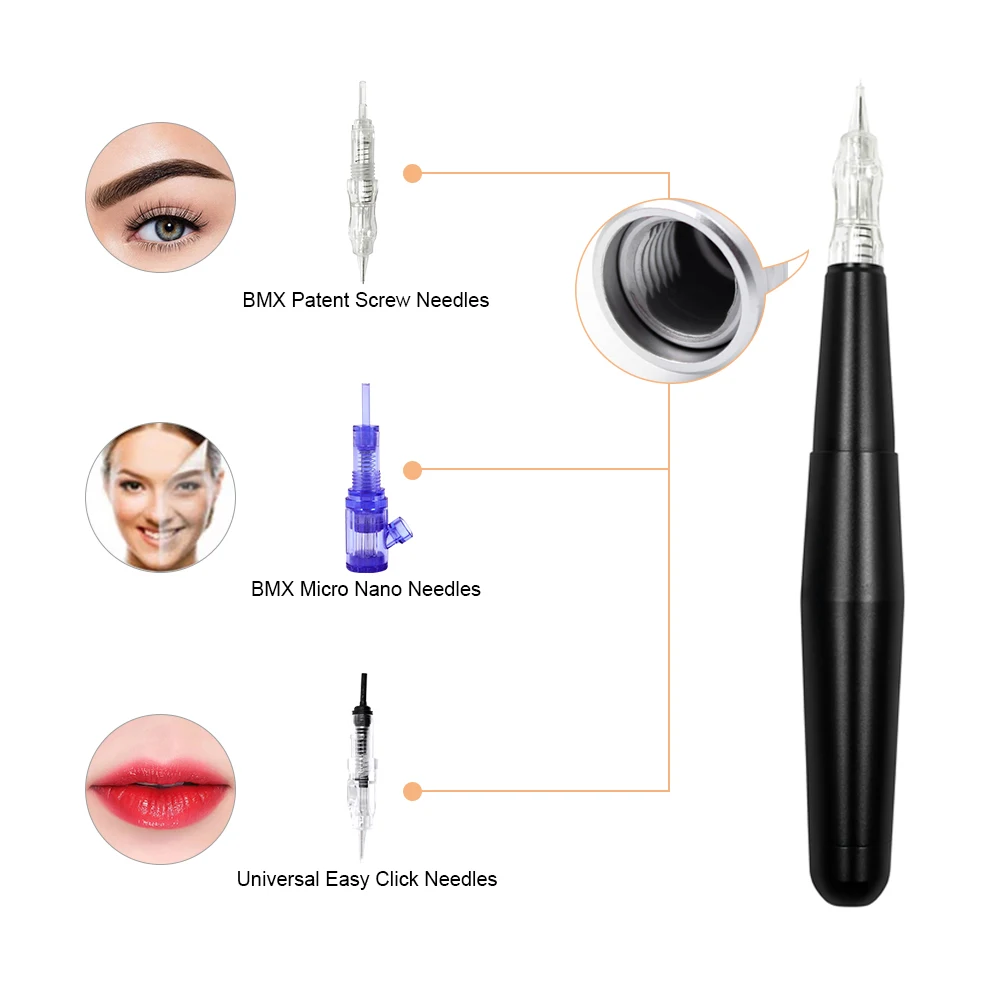 BMX  Permanent Makeup Machine Micropigmentation Rotary Tattoo Machine Pen with Cartridge Needles Eyebrow Beauty Tattoo Gun