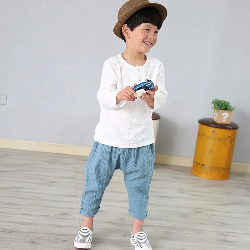 Linen Cotton Baby Boy Girl Summer T Shirts 2023 New Toddler Comfortable Tops Tee Children T-shirt Clothing 1-6Year Kids Button