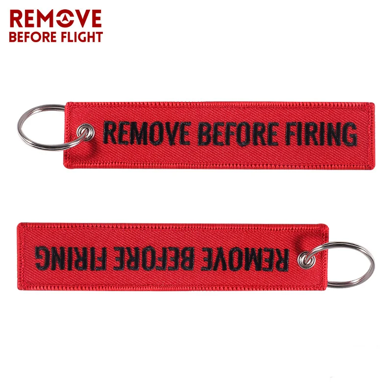 5 PCS Red REMOVE BEFORE FIRING Fashion Jewelry Chain Keychain for Fire Fighters Keychain Embroidery Key Rings Custom Key Fob