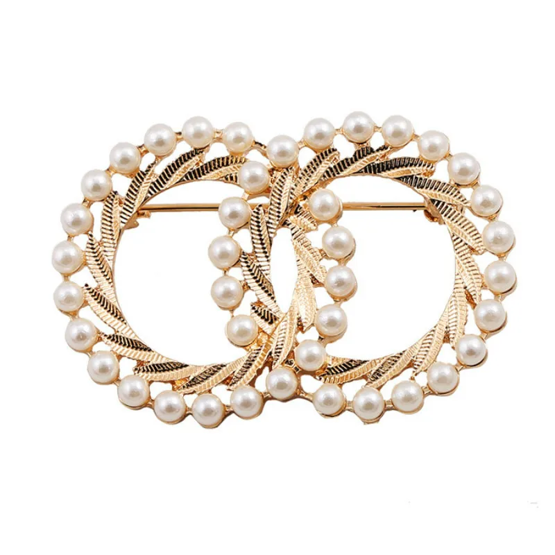 New Fashion Enamel Pin Gold Color Pearl Brooches for Women Scarf Buckle Lapel Pin and Brooch Jewelry Luxury Clothing Accessories