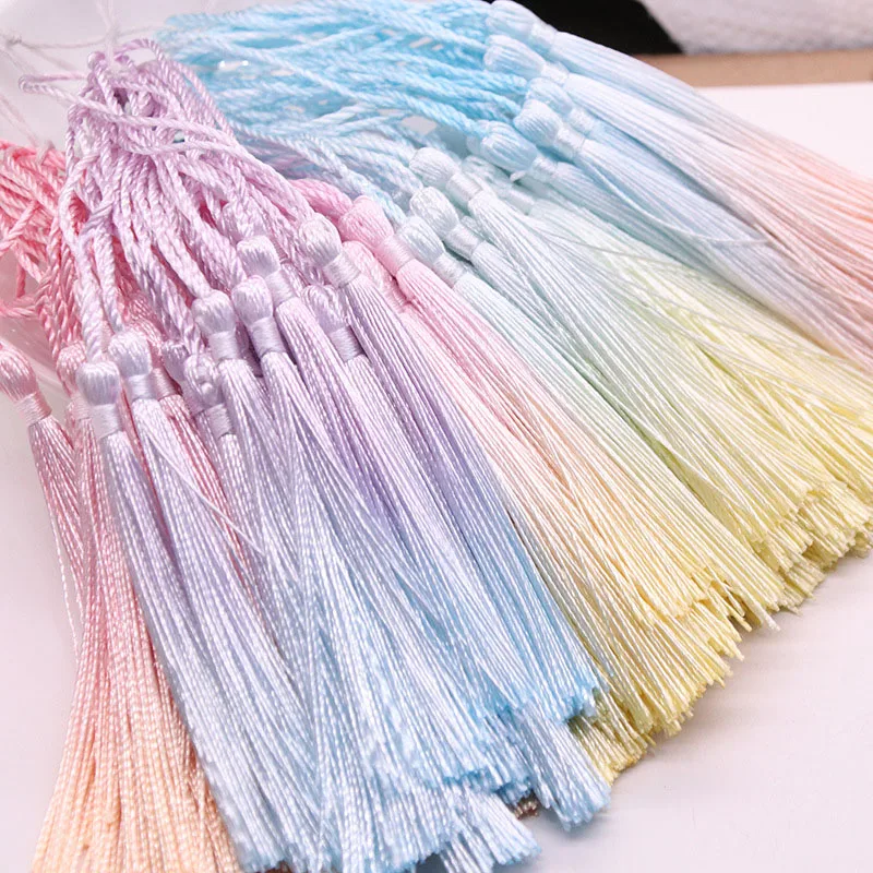 15pcs 13cm Gradient Tassels Hanging Rope Bookmark Polyester Silk Tassel For DIY Crafts Jewelry Making Accessories