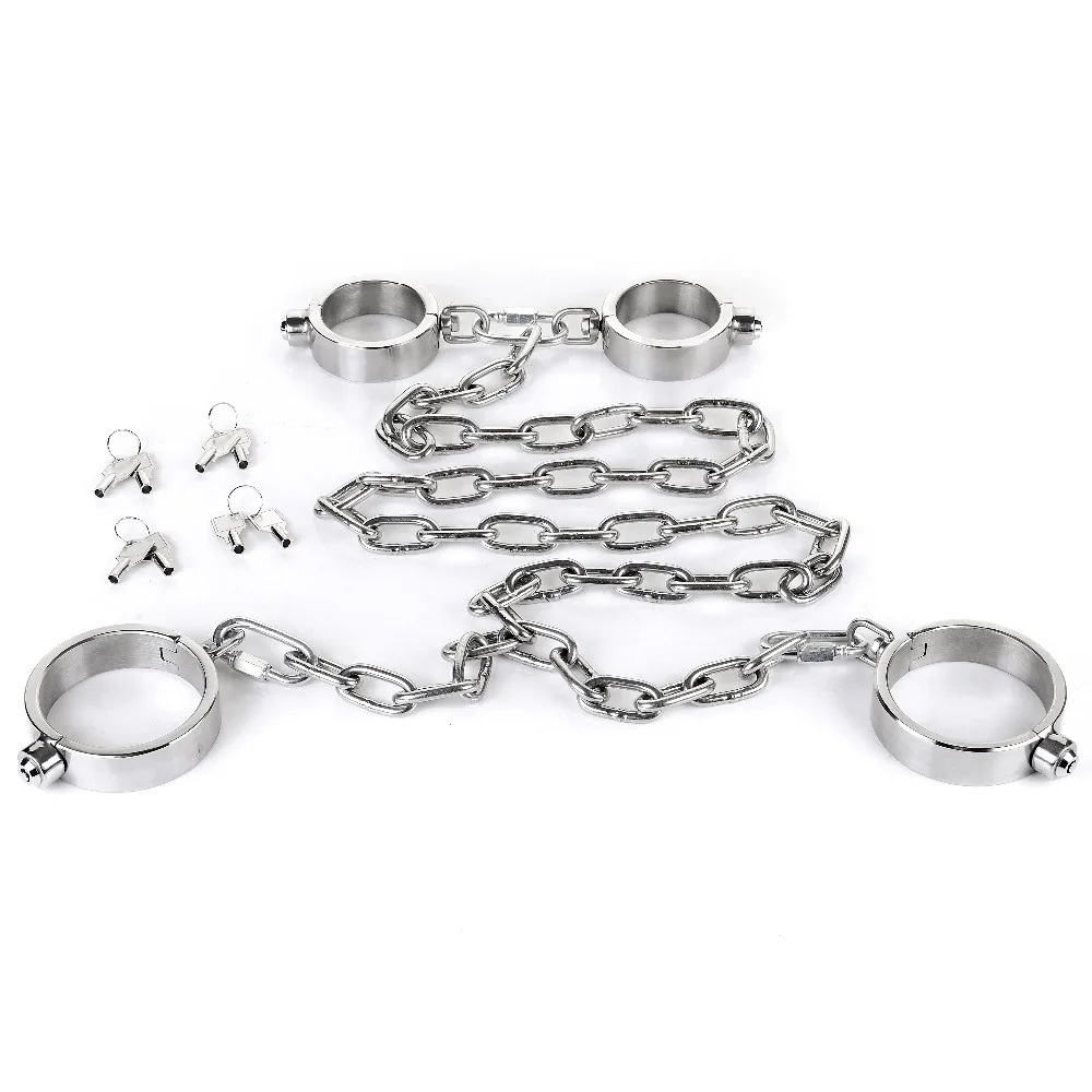 

Stainless Steel Metal Leg Irons Handcuffs Ankle Cuffs Adult Games BDSM Bondage Hand Cuffs Sex Toys For Couples Slave Restraints