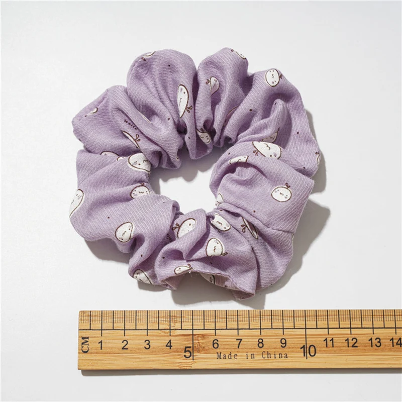 1PCS Sweet Plaid Floral Hair Ties Scrunchies Hair Rope Chiffon Rubber Bands Ponytail Holder Purple Hair Ring Hair Accessories