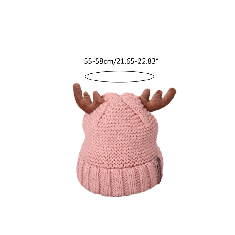 Cute Deer Elk Antlers Hat with Ears Wool Warm Hat Children Bonnet Boy Girls Cap for Girl Boy Autumn Winter Christmas Cap