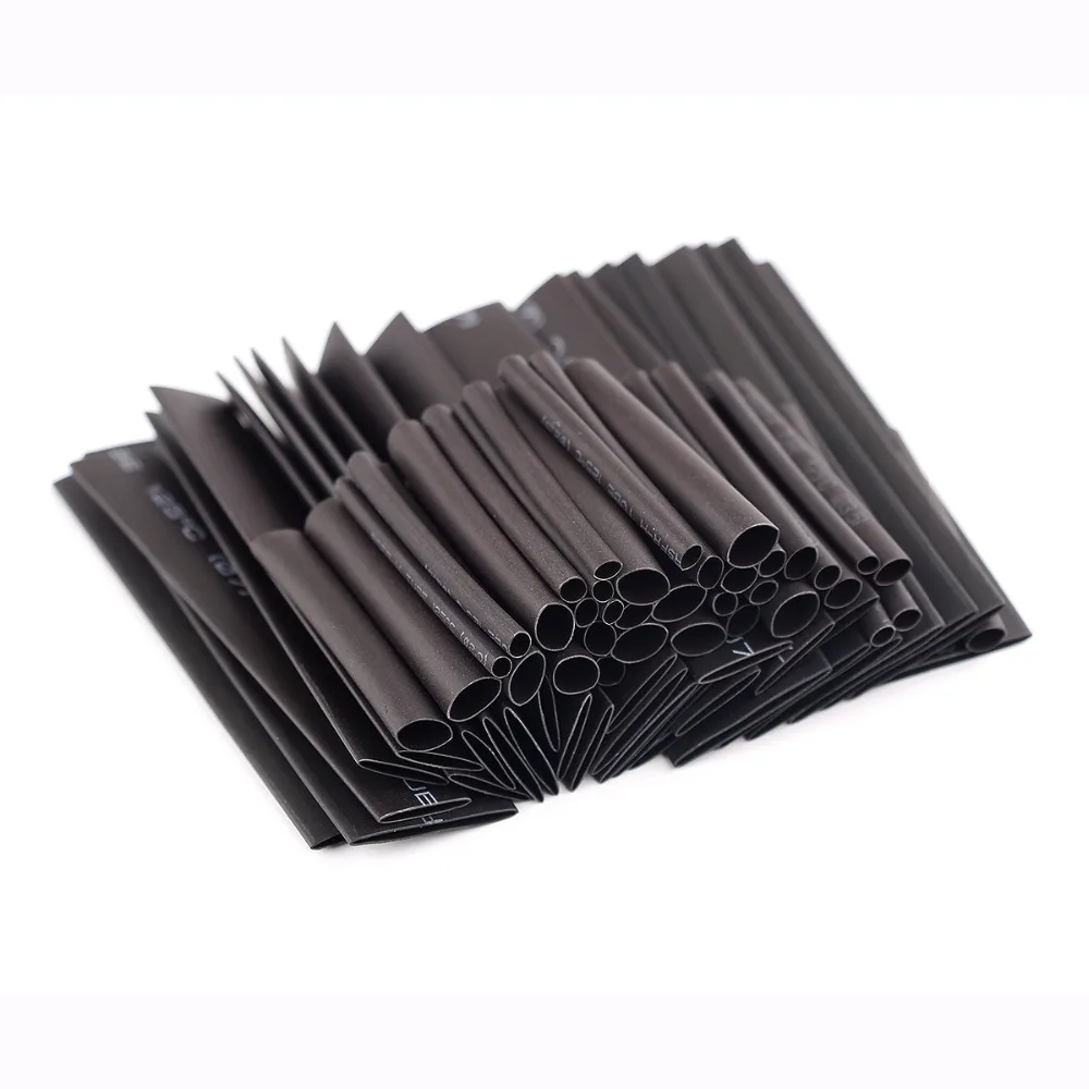 

127Pcs Black Polyolefin 2:1 Halogen-Free 10.4 Mpa 15 kV/mm Heat Shrink Tube Tubing Sleeving Kit 7 Sizes Heat Shrink Tube