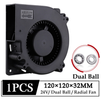1Pcs Gdstime DC 24V Fan 120x120x32mm 120mm Dual Ball Industrial Portable Blower Fan 12032 12cm Computer Radial Turbo Cooling Fan