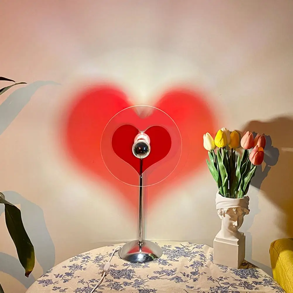 Table Lamp Stylish Eye-catching Metal Exquisite Heart Shape Beam LED Desk Lamp for Photography