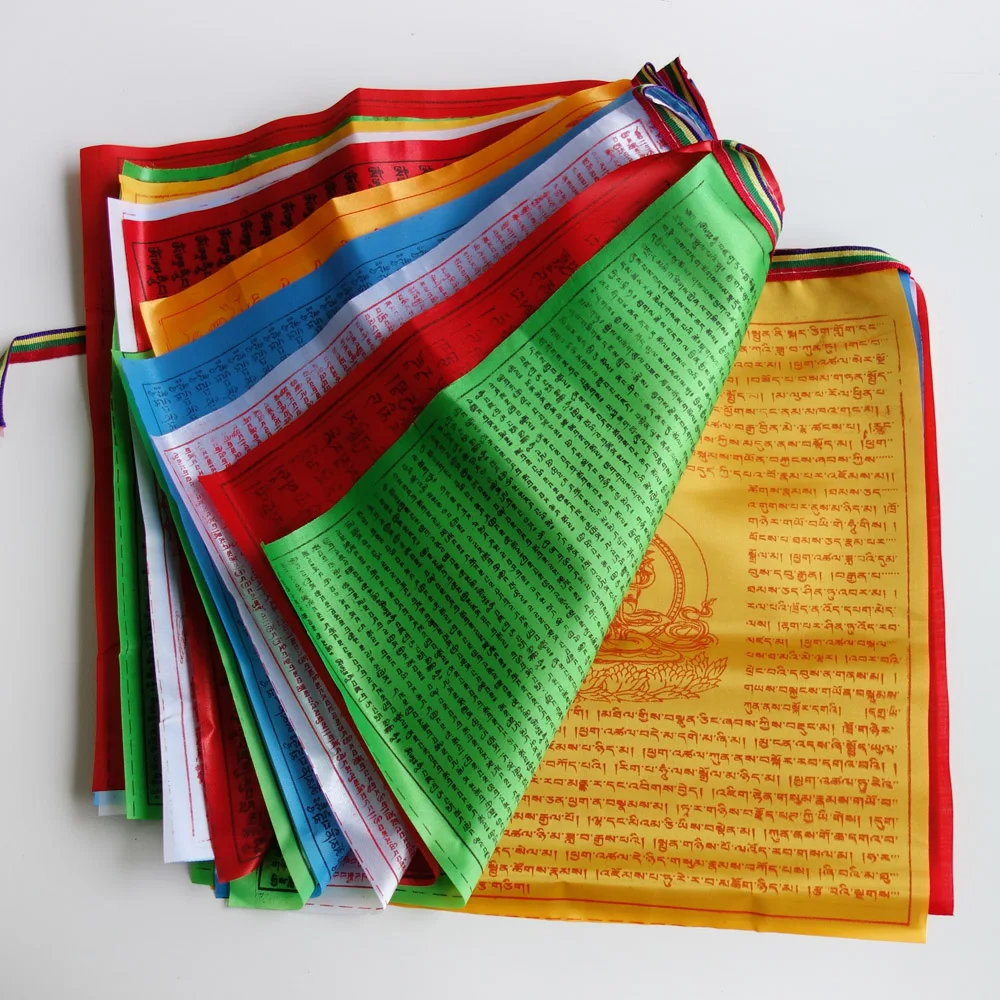 Tibetan Prayer Flags And Banners Bunting Decor Sutras Buddha Clear pattern 6.5meters Five Color 20 Garden Flags Set