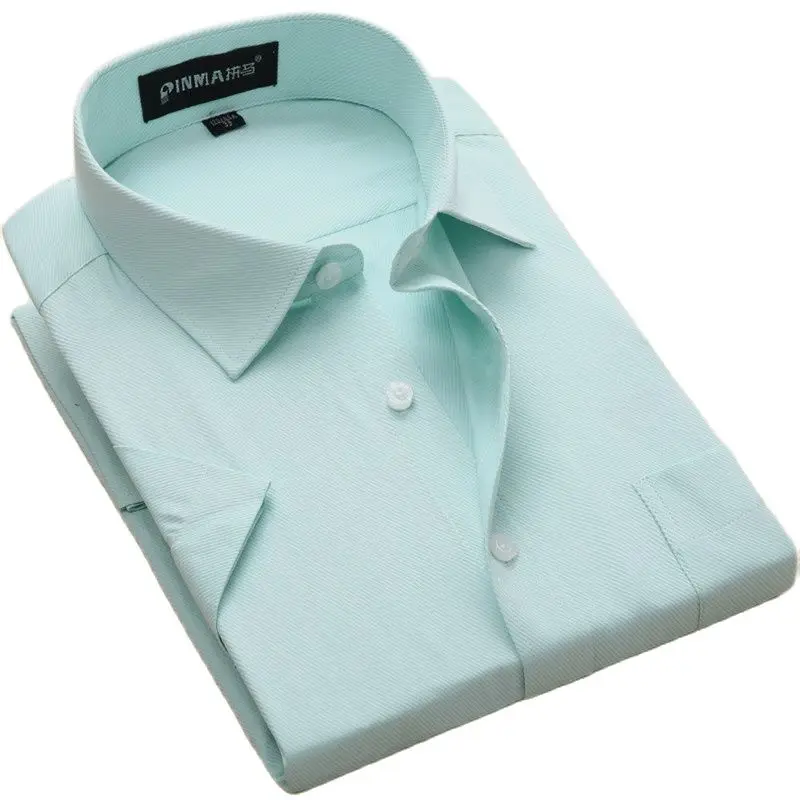 

Plus Size S To 8xl Summer Short Sleeve Regular Fit men'sdress Shirt Turn Down Collar twill/Plain Large Male Clothes