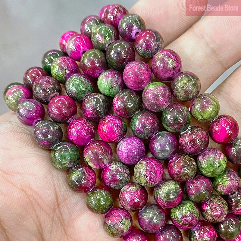 Smooth Purple Tourmaline Persian Jades Round Beads for Jewelry Making Natural Stone DIY Bracelets Accessories 15\'\' 6/8/10/12mm