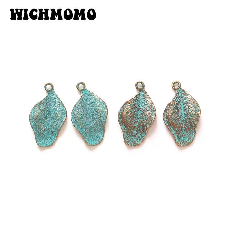 2021 NEW 10pcs 35*20MM New Retro Patina Plated Zinc Alloy Green Leaf Charms Pendants for DIY Jewelry Accessories