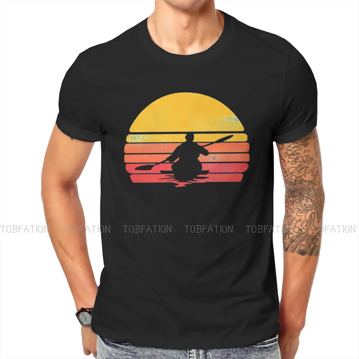 Canoe TShirt for Men Kayak Sunset Basic Summer Sweatshirts T Shirt Novelty New Design Loose